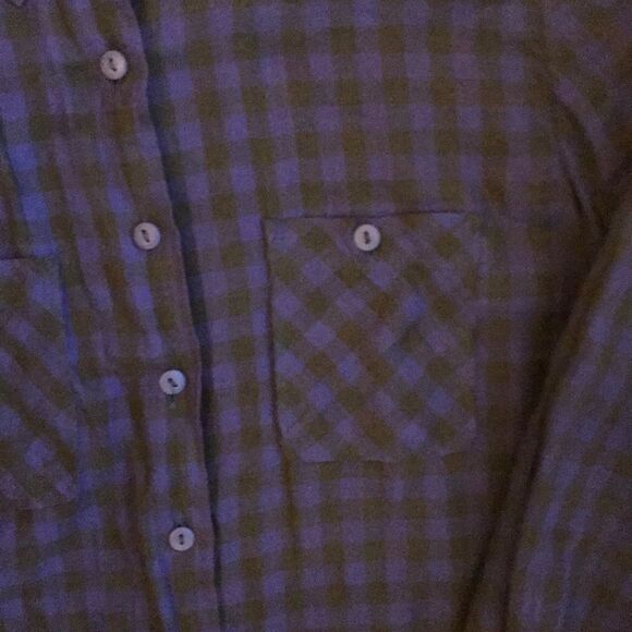 BCBGeneration Plaid Button blouse Blue/Black SZ S - Picture 2 of 6
